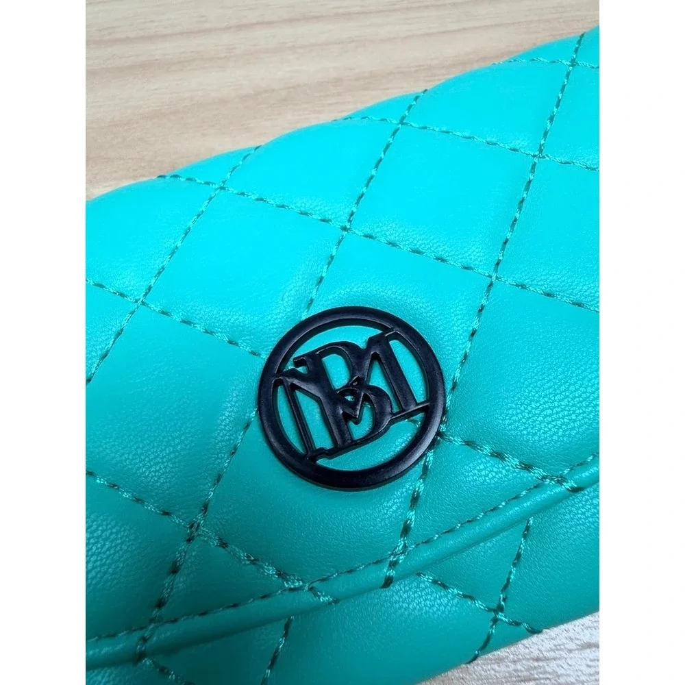 Studio Badgley Mischka Wallet Womens OS Green Teal Diamond Quilted Vegan Leather